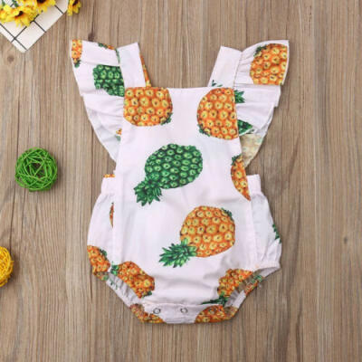 

Summer Clothes Newborn Baby Girl Pineapple Romper Ruffle Bodysuit Sunsuit Outfit