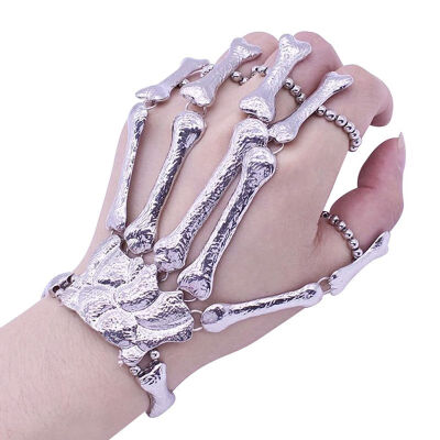 

Halloween Hand Bone Palm Skeleton Ghost Paw Bracelet With Fingers Bangle Accessories