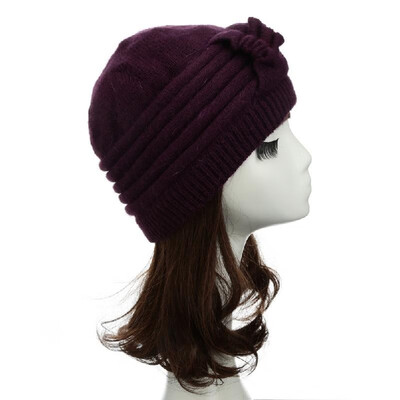 

New Fashion Women Knitted Hat Ruffle Ornament Many Colors Thick Warmer Cap Headwear