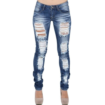 

Tailored Women Stretch Distressed Ripped Slim Skinny Jeans Trousers Leggings Casual Pants