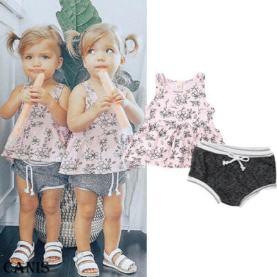 

2pcs Newborn Toddler Infant Baby Girl Clothes T-shirt TopsShort Pant Outfit Set