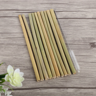 

Greensen Eco-Friendly 10Pcs Bamboo Drinking Straws Reusable with 1pc Clean BrushStraw Bamboo Straw