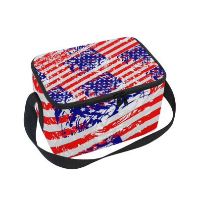 

ALAZA Lunch Box Insulated Flag Of The United States Lunch Bag Large Cooler Tote Bag for Men Women