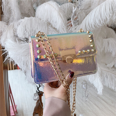 

Tailored Womens Fashion Rivet Colorful Transparency shoulder bag Handbag