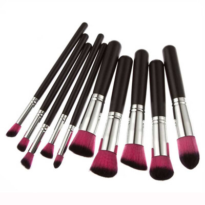 

〖Follure〗10pcs Makeup Brushes Set Powder Foundation Eyeshadow Tool Hot Pink