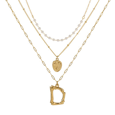 

2019 New Face Coin Beads Alphabet Initial LetterPendant Necklace Female Gold Color Chain Choker Collar Necklaces for Women