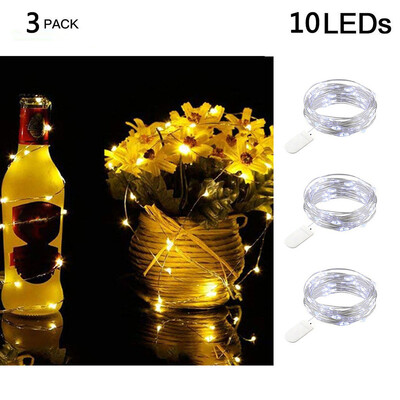 

Gobestart 3Pcs 10LED Fairy Lights Battery Starry String Copper Wire Decor Christmas