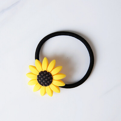 

Harajuku Sunflower Hair Ring Hair Accessories Flowers Cute Jewelry Smile Hair Rope Headdress Headwear
