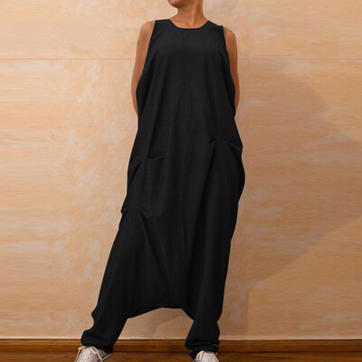 

Starmoon Women Sexy Loose Sleeveless Rompers Casual Solid High Waist Short Jumpsuit