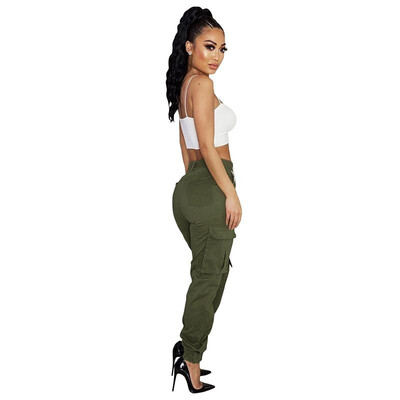 

Casual Women Cargo Pants Solid Color High Waist Functional Pockets Punk Harem Capri Trousers Joggers Streetwear