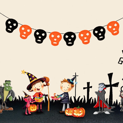 

FUNNYBUNNY Trick or Treat Halloween Pumpkin Bunting Banner Hanging Decor Party Ornaments