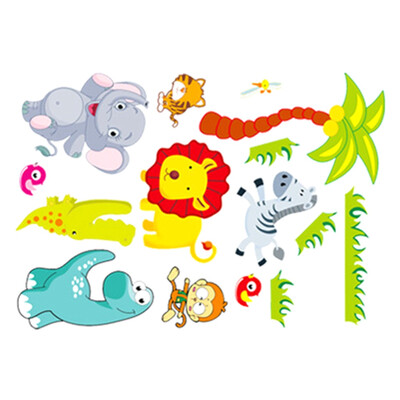 

Cartoon Animals Print Removable PVC Wall Stickers for Kids Interest Room Decal