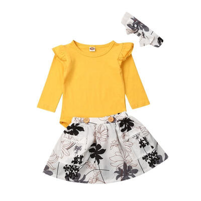 

Newborn Toddler Baby Girl Long Sleeve Autumn Winter Warm Clothes Romper TopsFloral DressHeadband Outfit Set