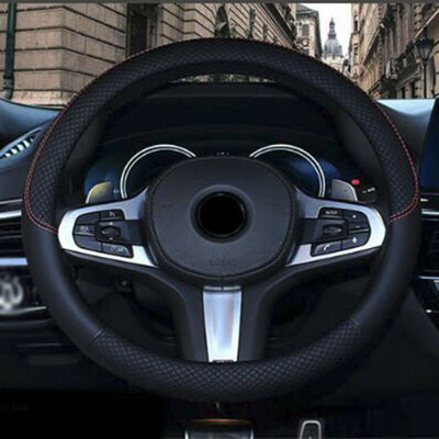 

BlackRed Microfiber Leather Car Steering Wheel Cover 38cm Anti-slip Protector