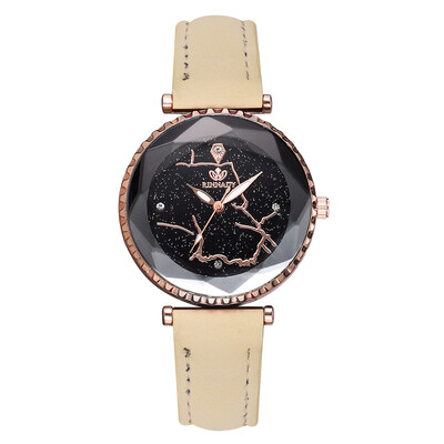 

Korean version of the constellation mirror PU watch shaking sound hot star female models personality quartz watch