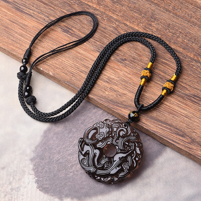 

Obsidian Mens Necklace Trend Personality Couple Pendant