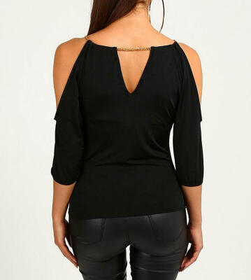

Womens Sexy V-neck Cold Shoulder Slim Fit Short Sleeve Tee Shirt Casual Blouse Tops