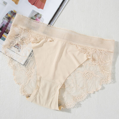 

Womens Sexy Low Waist Lace Underpants Briefs Translucent Underpants Bikini