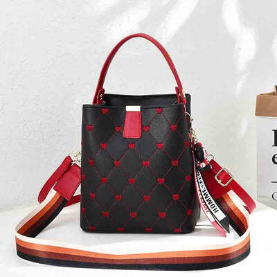 

Summer net red bucket bag female tide Korean fashion shoulder bag Joker broadband slung bag