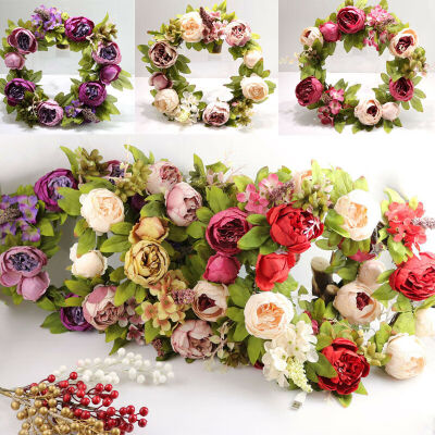 

Artificial Simulation Peony Flower Door Wall Hanging Wreath 40cm Xmas Home Decor