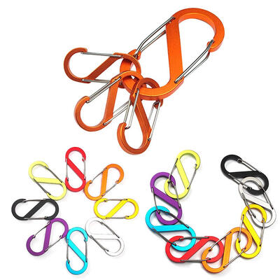 

Durable Carabiner  Shape Aluminium Alloy Buckle 8 Type Key Lock Clip Hook