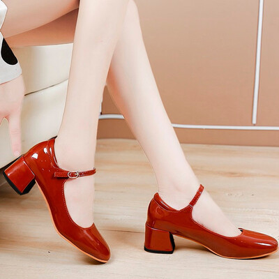 

Rose Women Thick Heel High Heels Wedding Shoes Sole Shoes Casual British Wind Shoes