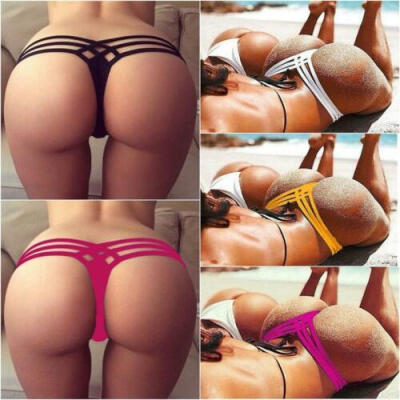 

Sexy Womens Swimwear Brazilian Cheeky Bikini V-Bottom Thong Bathing SwimsuitM