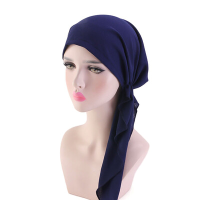 

10 Colors Muslim Women Print Turban Hijab Hat Cancer Chemo Cap For Hair Loss Head Scarf