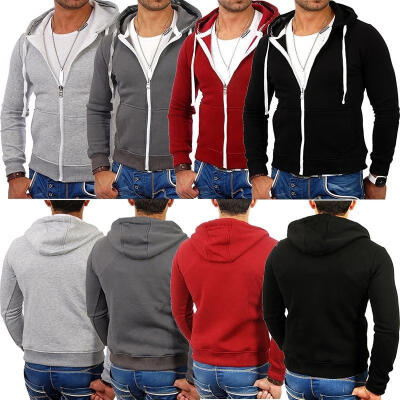 

Winter Men Hooded Sweater Casual Long Sleeve Tops Zipper Jacket Sweatshirt Coat