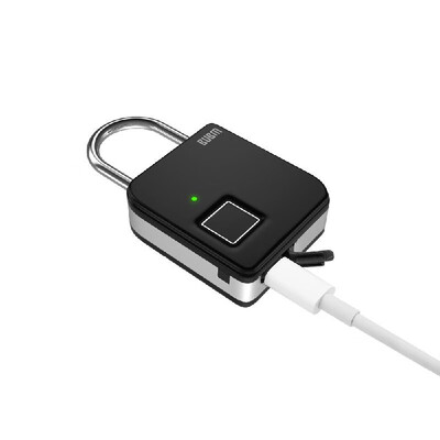 

BUBM Smart Fingerprint Padlock Portable Intelligent Lock with 10 Fingerprint Recordings IP65 Waterproof USB Rechargeable Luggage a