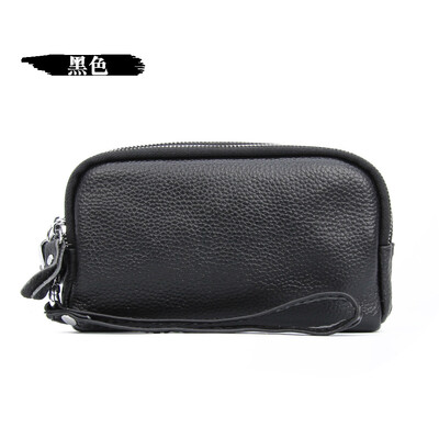 

The first layer of cowhide 2019 new three-layer ladies clutch bag long wallet multi-function lychee leather phone bag