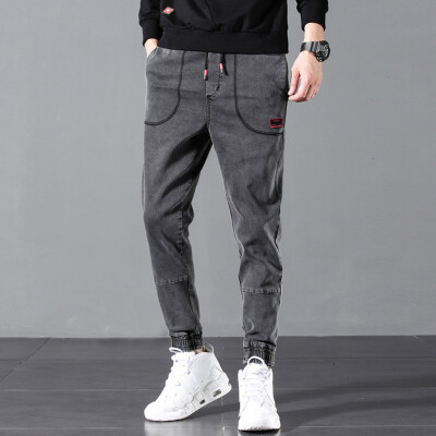 

Gobestart Mens New Fashion Casual Solid Straight Denim Slim Jeans Drawstring Pant