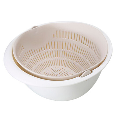 

Toponeto Double Drain Basket Bowl Washing Kitchen Strainer Noodles Vegetables Fruit