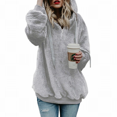 

Plush womens sweatshirt hood velvet loose long-sleeved hooded warm womens sweatshirt
