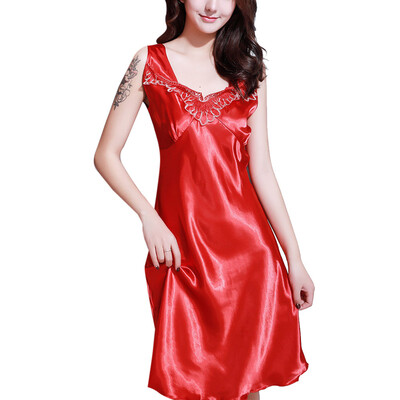 

Toponeto Womens Sexy Satin Lingerie Sleepwear Sleeveless Pajamas Underwear Nightdress