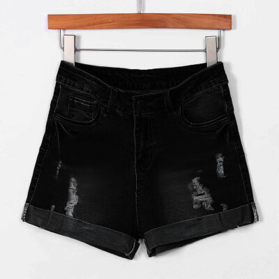 

〖Follure〗Women Low Waisted Washed Ripped Hole Short Mini Jeans Denim Pants Shorts