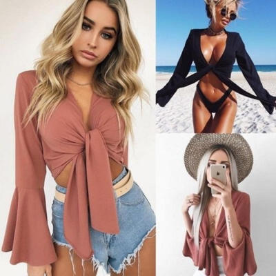 

Women Casual Off-Shoulder Tank Top Vest Blouse Long Sleeve Summer