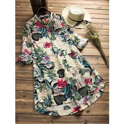 

Women Cotton Summer Gypsy Baggy Tunic Top Shirt Long Sleeve Blouse Plus Size Lot