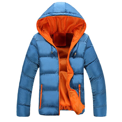 

Hooded Collar Long Sleeve Zipper Strap Warm Men Down Jacket