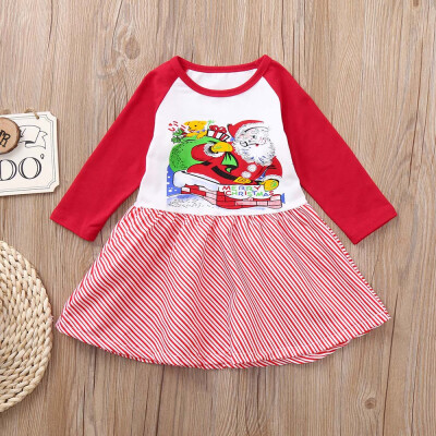 

Toddler Kids Baby Girls Santa Claus Splice Dress Christmas Party Dress Outfits