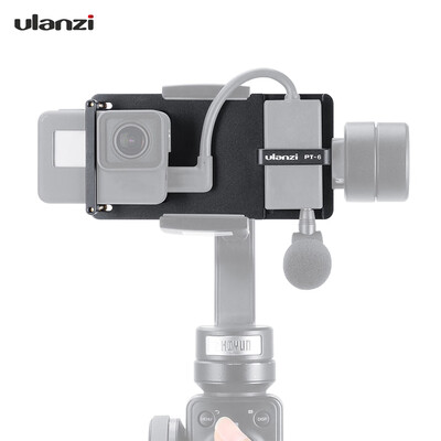 

Ulanzi PT-6 Switch Mount Plate Vlog Plate with Mic Adapter for GoPro Hero 7 6 5 for DJI Moza Mini  Zhiyun Smooth 4 Vimble 2 Phone