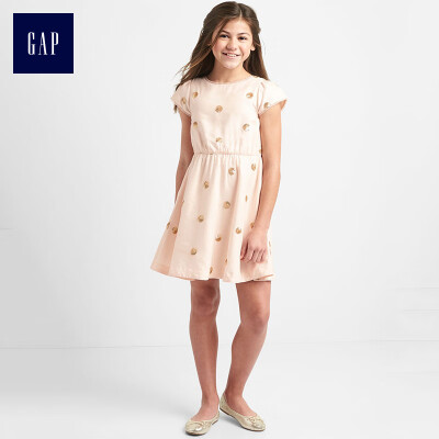

GAP flagship store girls sequins polka dot pattern wide swing dress 922261 new pure pink