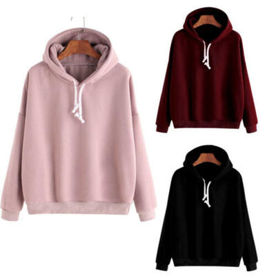 

Men Women Pullover Hoodie Unisex Hip-hop Solid Color Plain Sweatshirt Teenager