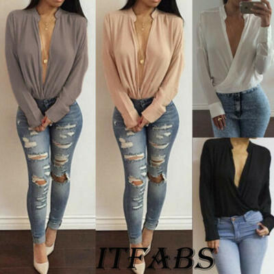 

Womens Tops Chiffon Button Down Loose Casual Career Shirt Long Sleeve Blouse