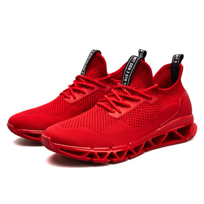 

Mens shoes fly woven breathable shoes trend red casual sneakers
