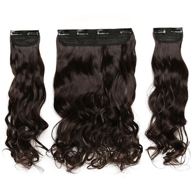 

20" Inch Clip in Hair Extensions 3pcs 8 Clips Curly Silky Synthetic Full Head Hair Pieces Length50cmWeight190g