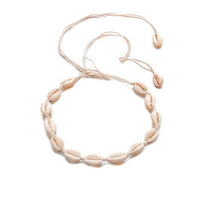 

Bohemian Natural Sea Shell Beach Necklace For Women Rope Chain Cowrie Choker Seashell Conch Necklace Summer Boho Collier Jewelry
