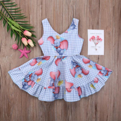 

Kids Baby Girls Cartoon Plaid Sleeveless Dress Outfits Clothes Sundress Monhyu