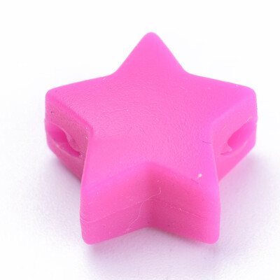 

Food Grade Environmental Silicone Beads Chewing Beads For Teethers DIY Nursing Necklaces Making Star Magenta 14x135x8mm Hol