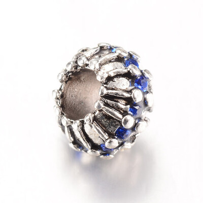 

Alloy Rhinestone European Beads Large Hole Beads Rondelle Sapphire 10x78mm Hole 5mm
